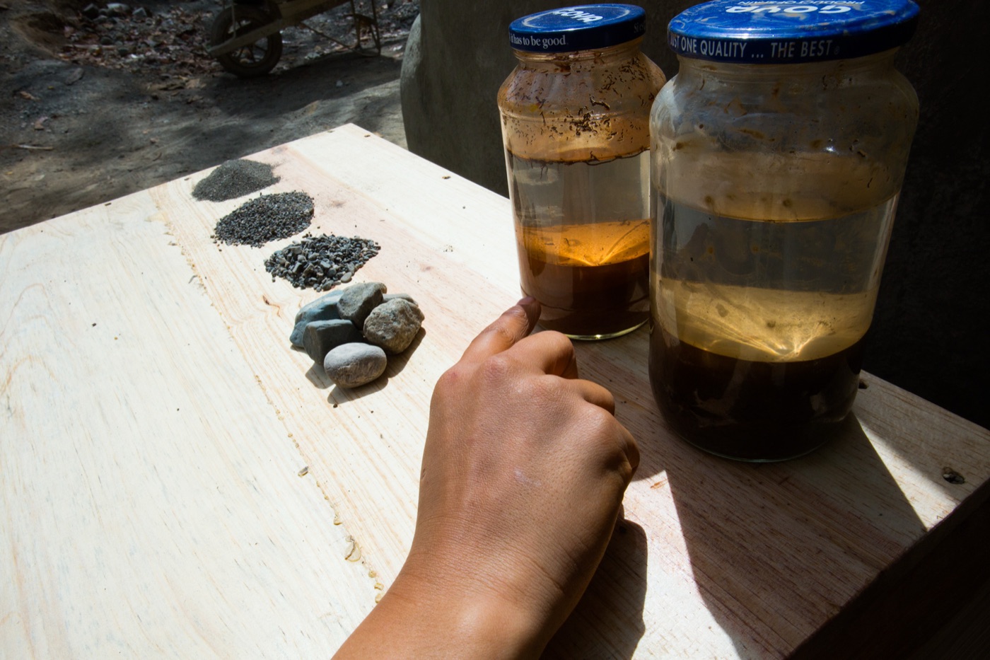 Testing the soil in jars
